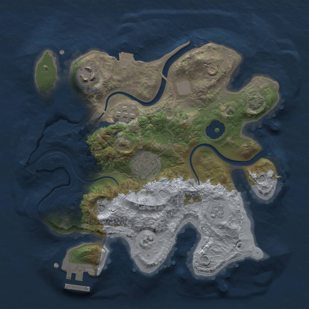 Rust Map: Procedural Map, Size: 2500, Seed: 1190273497, 8 Monuments