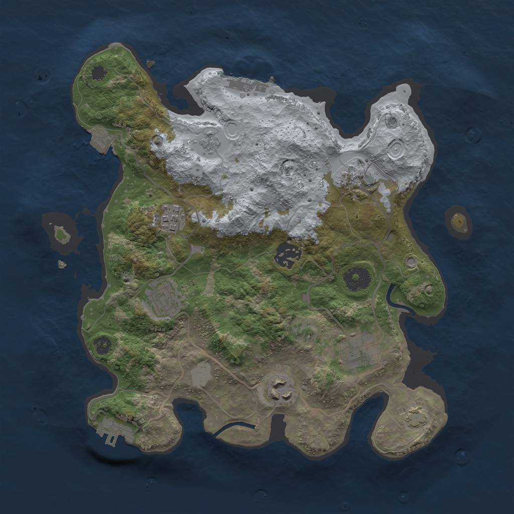 Rust Map: Procedural Map, Size: 3000, Seed: 536540, 13 Monuments