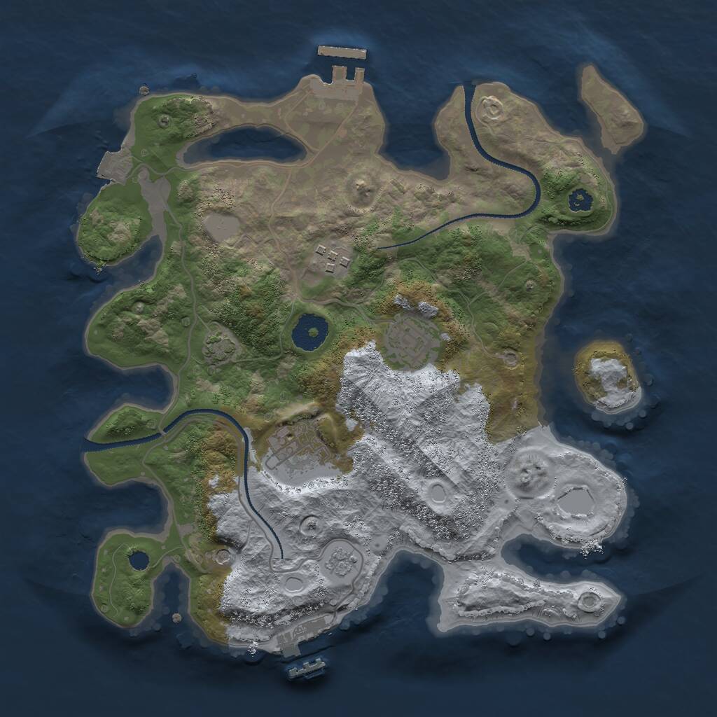 Rust Map: Procedural Map, Size: 3000, Seed: 1104311871, 9 Monuments