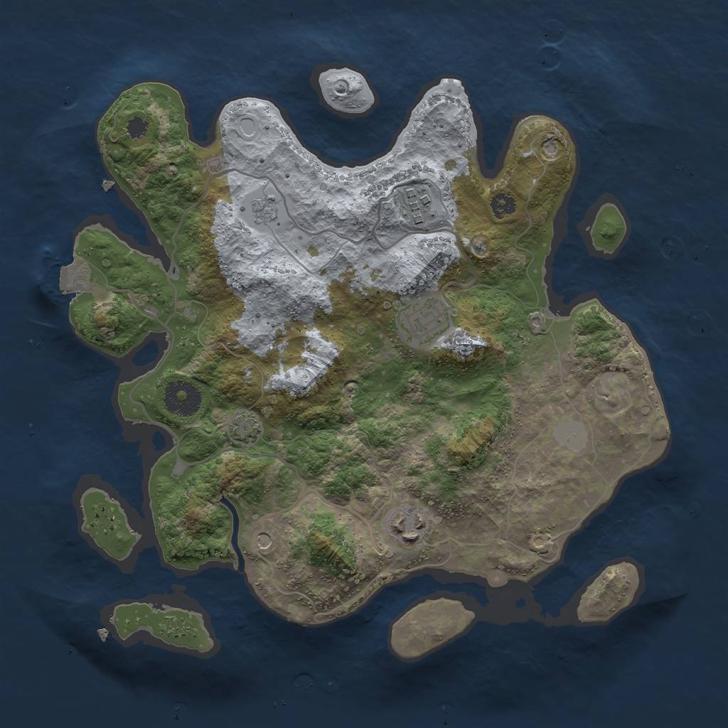 Rust Map: Procedural Map, Size: 3000, Seed: 675179172, 9 Monuments