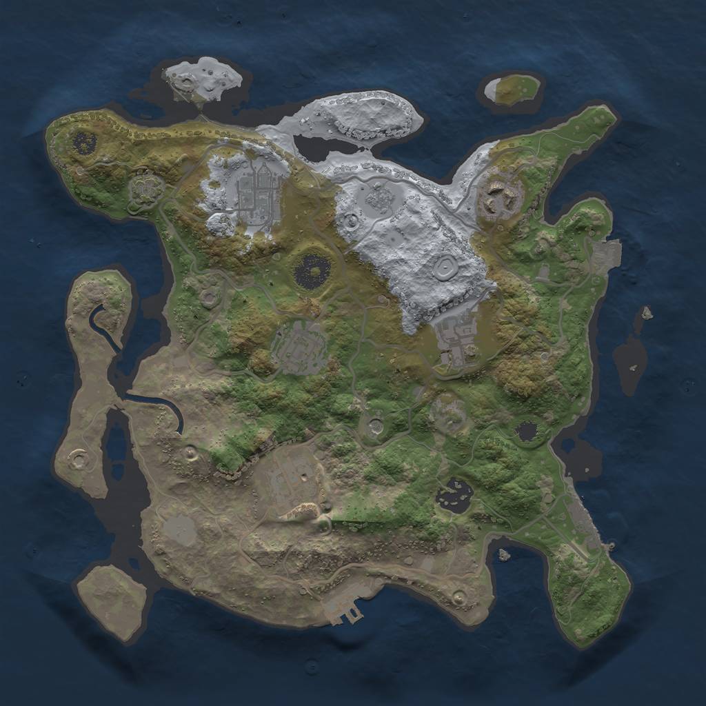 Rust Map: Procedural Map, Size: 3000, Seed: 1596134397, 14 Monuments