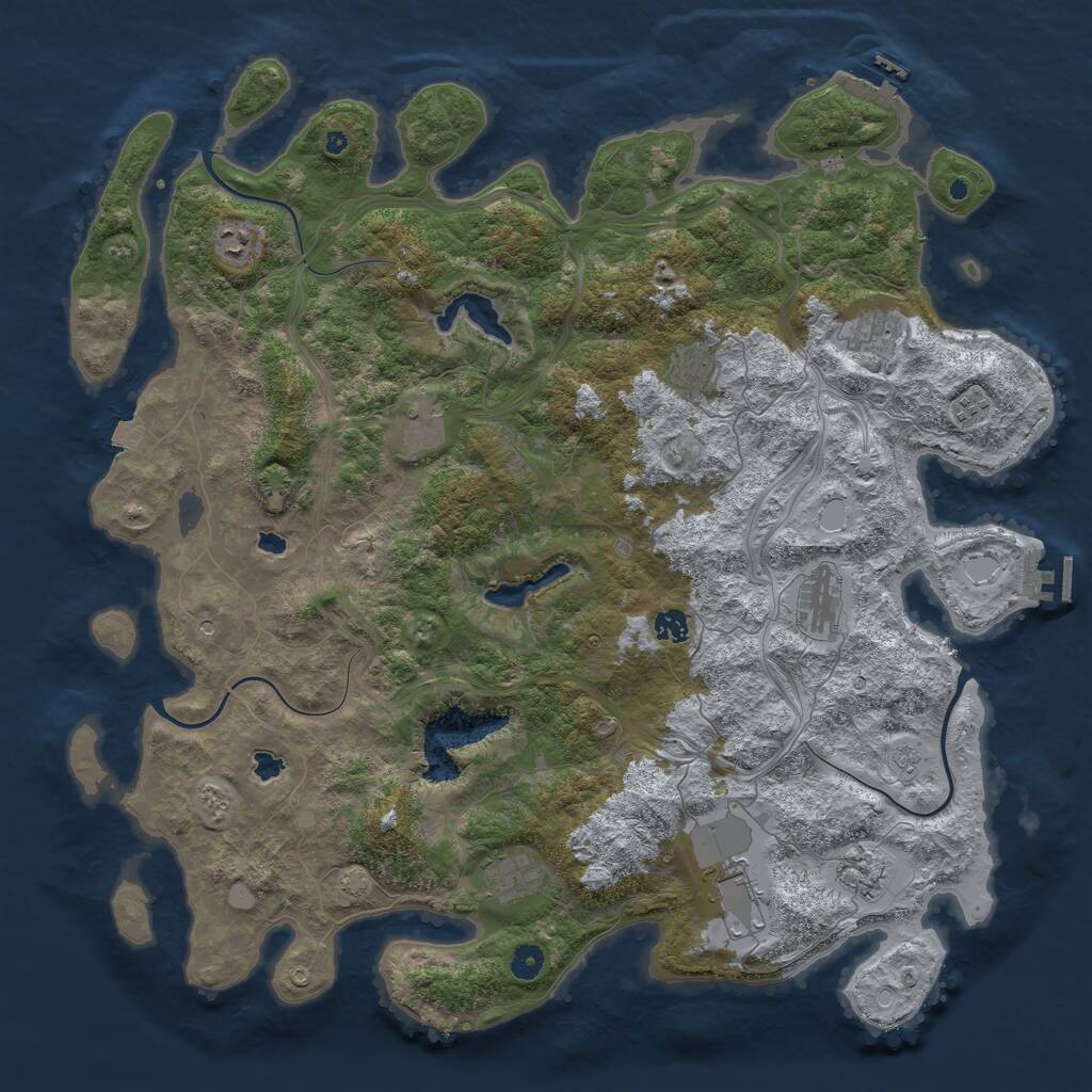 Rust Map: Procedural Map, Size: 4800, Seed: 803520123, 16 Monuments