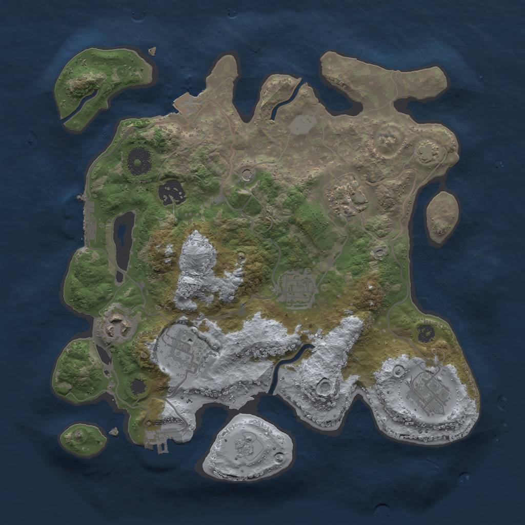 Rust Map: Procedural Map, Size: 3000, Seed: 981638344, 14 Monuments