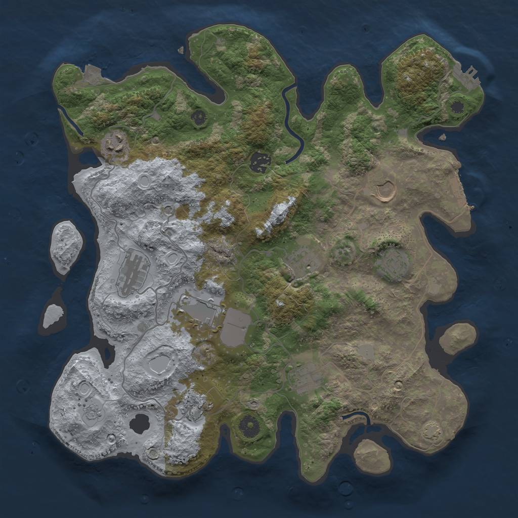 Rust Map: Procedural Map, Size: 3650, Seed: 16508265, 17 Monuments