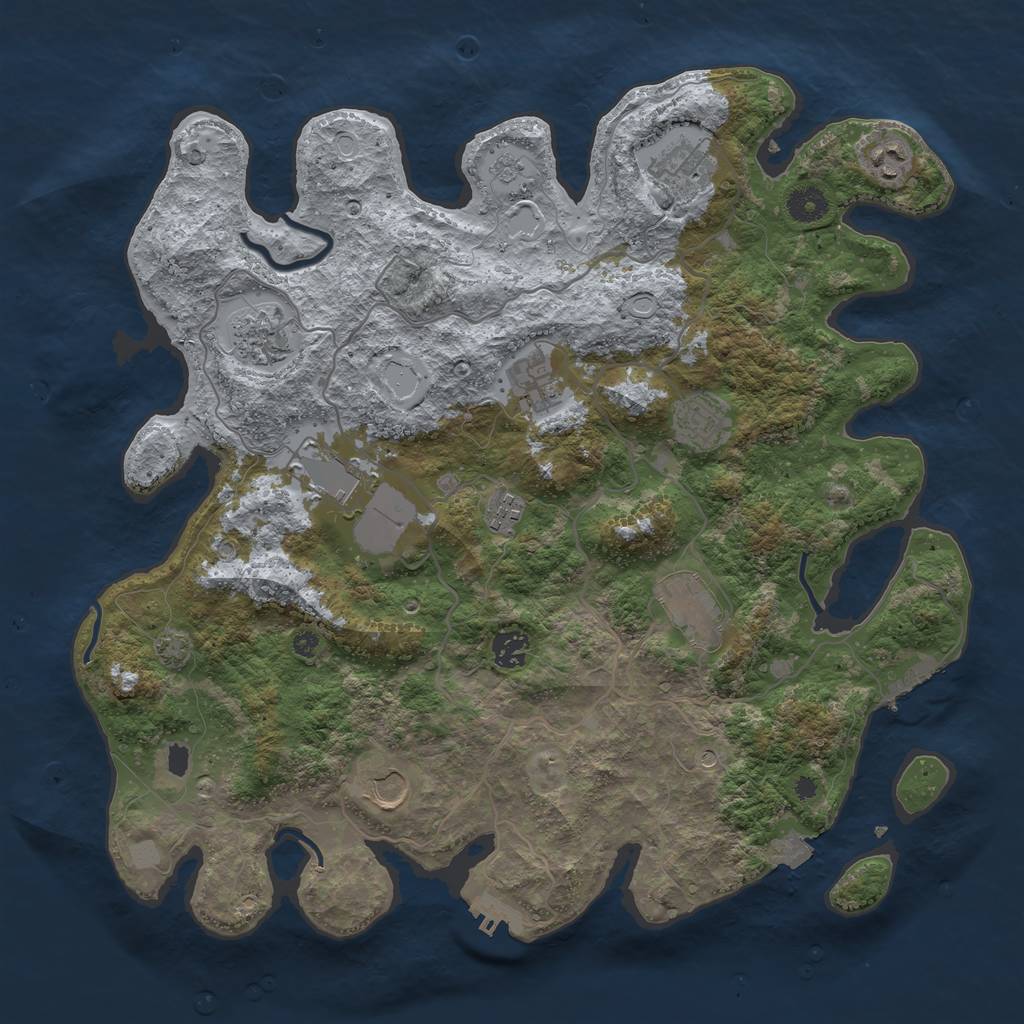 Rust Map: Procedural Map, Size: 4000, Seed: 656565, 18 Monuments