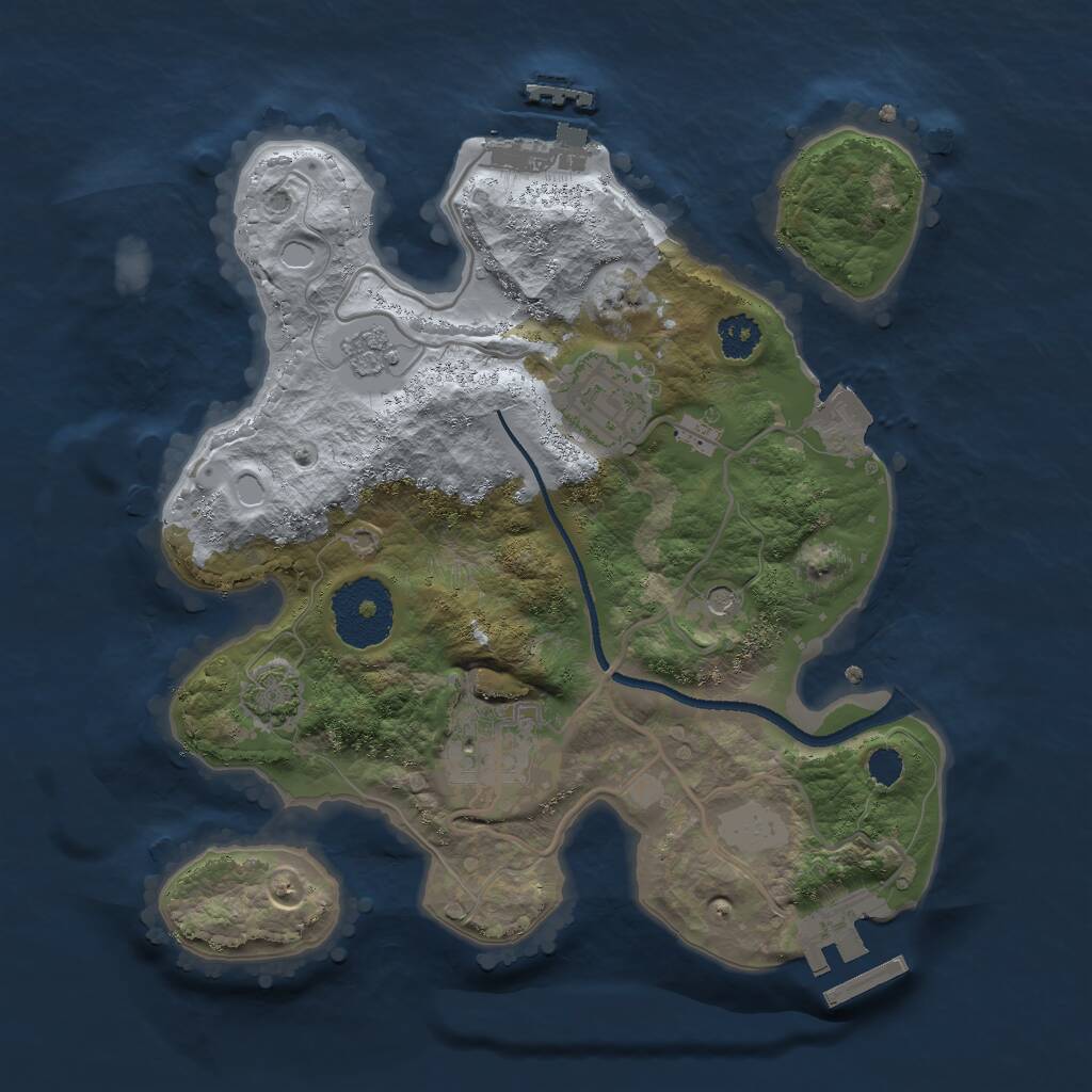 Rust Map: Procedural Map, Size: 2500, Seed: 591498405, 8 Monuments