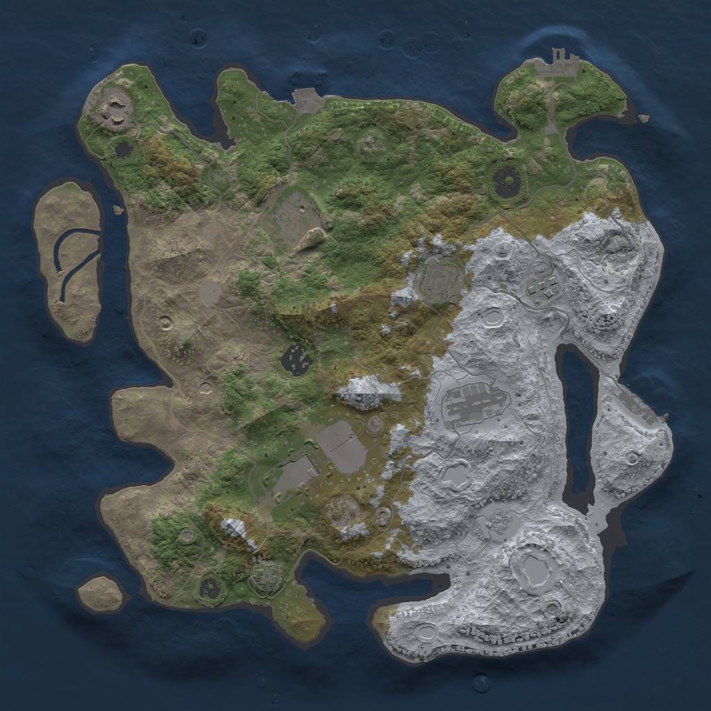 Rust Map: Procedural Map, Size: 3500, Seed: 1020289162, 15 Monuments