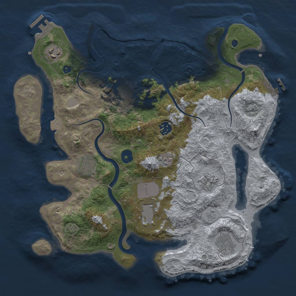 Rust Map: Procedural Map, Size: 3500, Seed: 1020289162, 14 Monuments