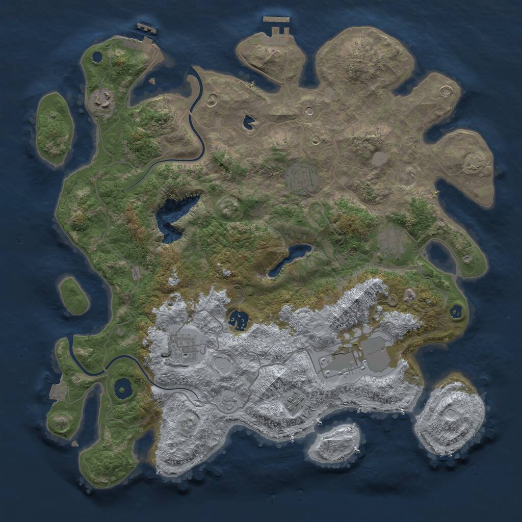 Rust Map: Procedural Map, Size: 4000, Seed: 3058, 13 Monuments