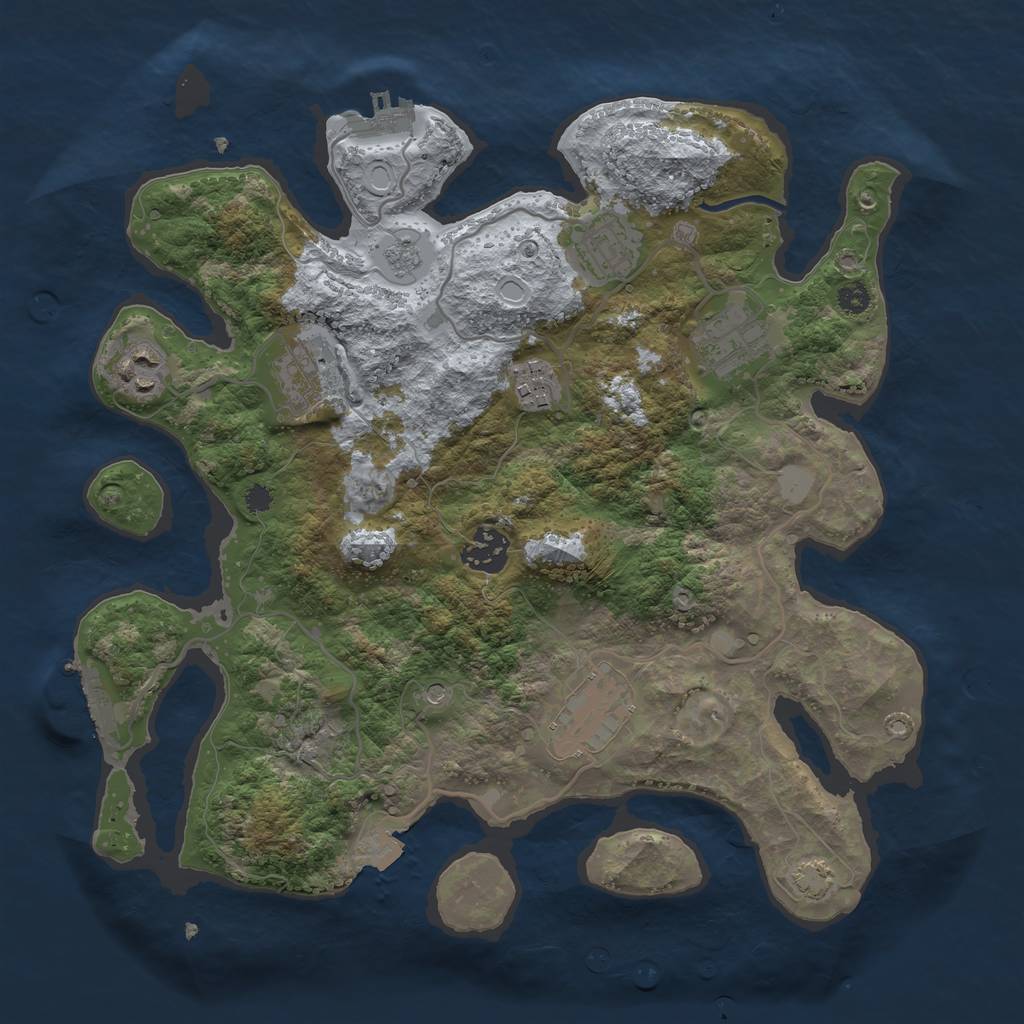 Rust Map: Procedural Map, Size: 3300, Seed: 2094582774, 15 Monuments