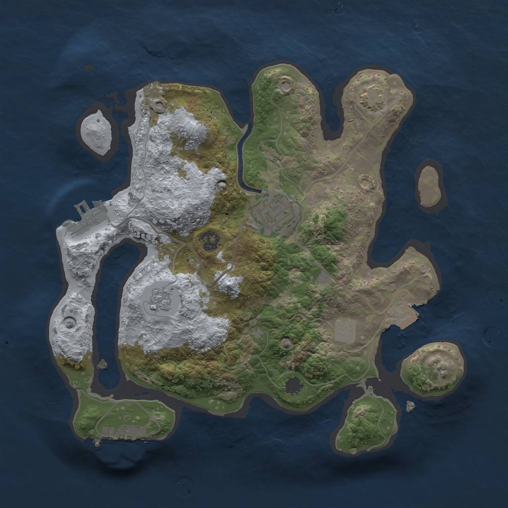 Rust Map: Procedural Map, Size: 2500, Seed: 256, 8 Monuments