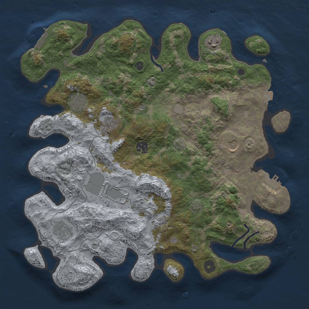 Rust Map: Procedural Map, Size: 3800, Seed: 600460894, 17 Monuments