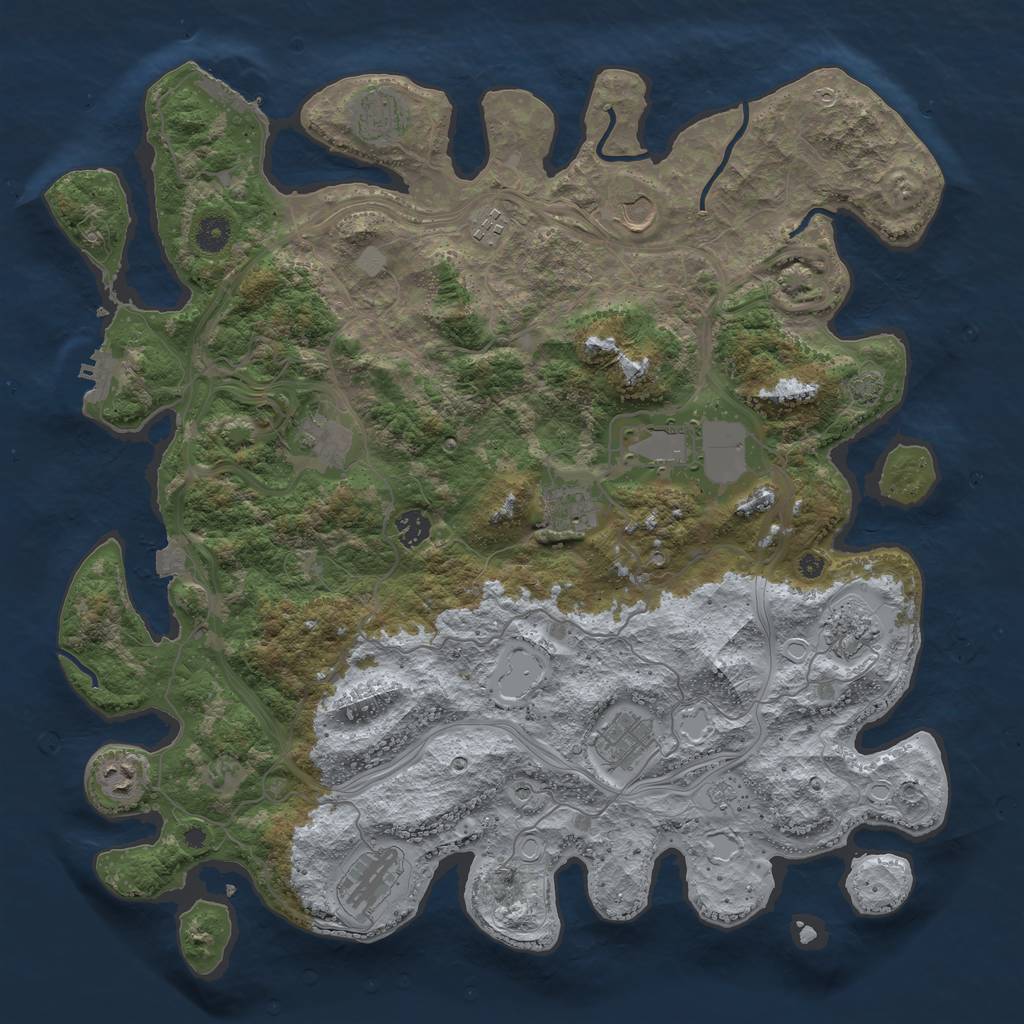 Rust Map: Procedural Map, Size: 4300, Seed: 61835492, 19 Monuments