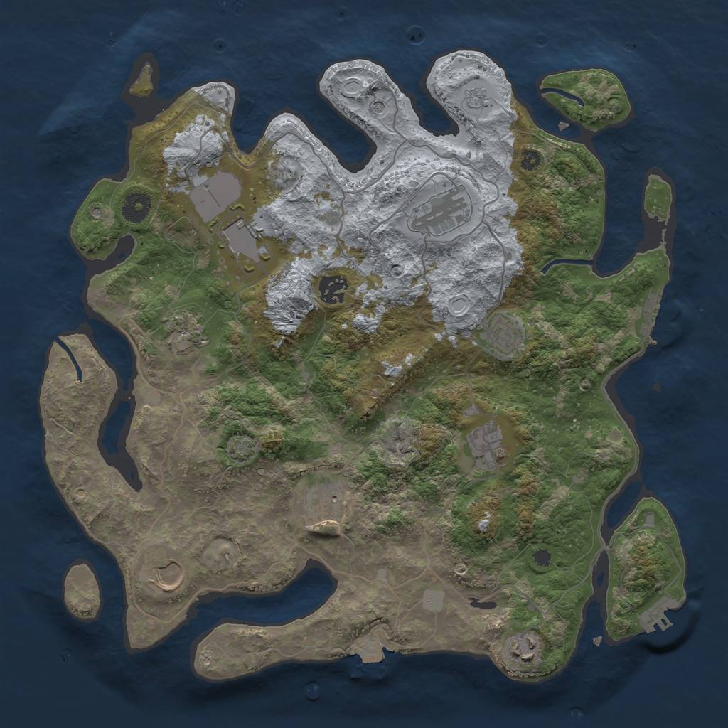 Rust Map: Procedural Map, Size: 3700, Seed: 1822612529, 17 Monuments