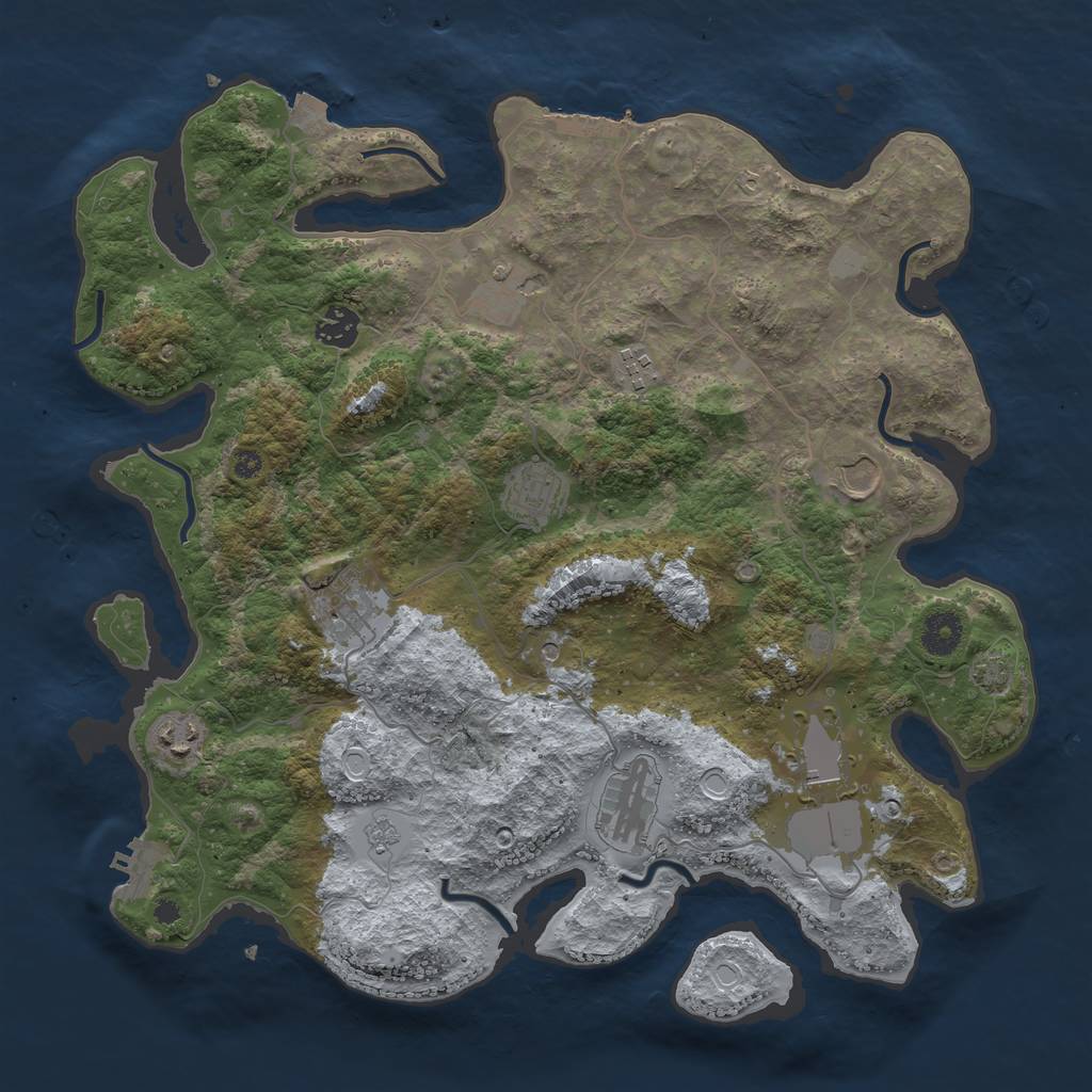 Rust Map: Procedural Map, Size: 3800, Seed: 2029057624, 17 Monuments