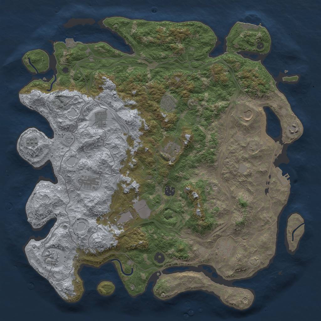 Rust Map: Procedural Map, Size: 4500, Seed: 319784468, 19 Monuments