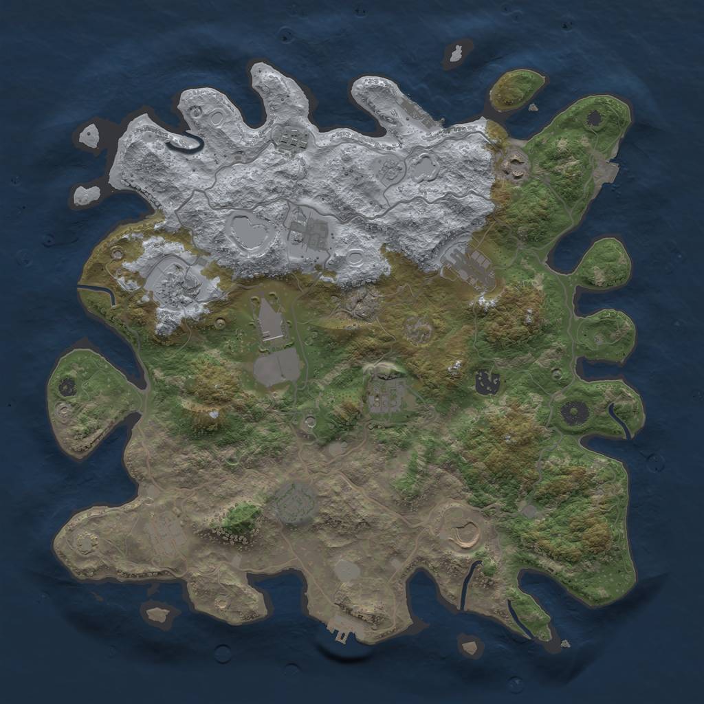 Rust Map: Procedural Map, Size: 4000, Seed: 1067192694, 19 Monuments