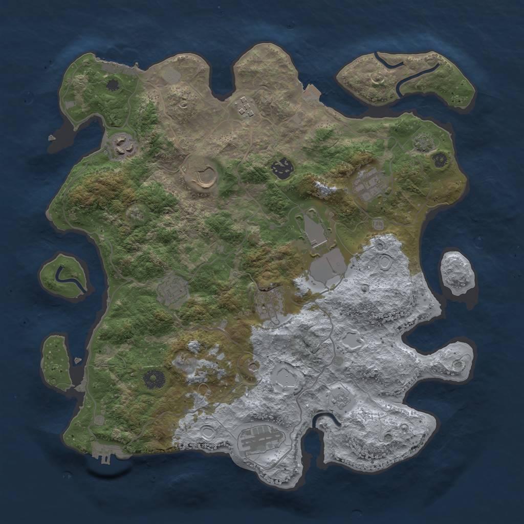 Rust Map: Procedural Map, Size: 3750, Seed: 957754318, 17 Monuments