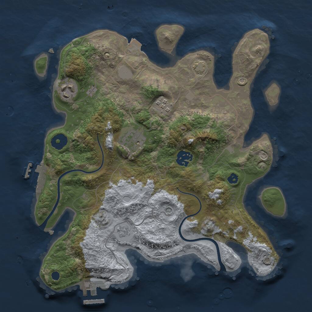 Rust Map: Procedural Map, Size: 3000, Seed: 25266, 10 Monuments