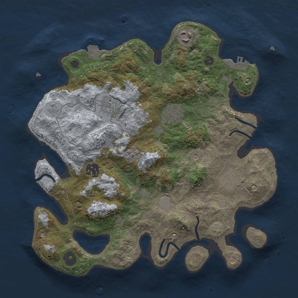 Rust Map: Procedural Map, Size: 3250, Seed: 493941907, 13 Monuments