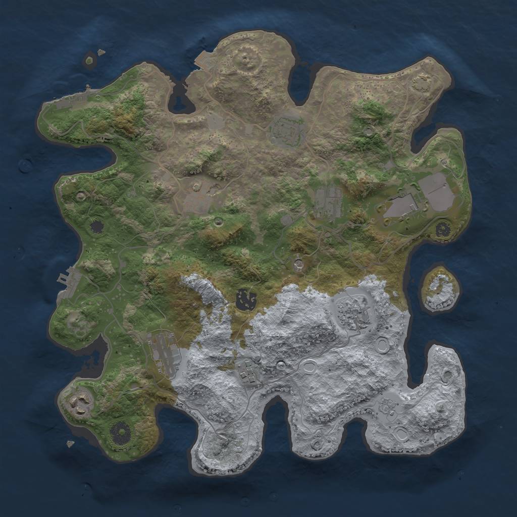 Rust Map: Procedural Map, Size: 3500, Seed: 2076254740, 17 Monuments