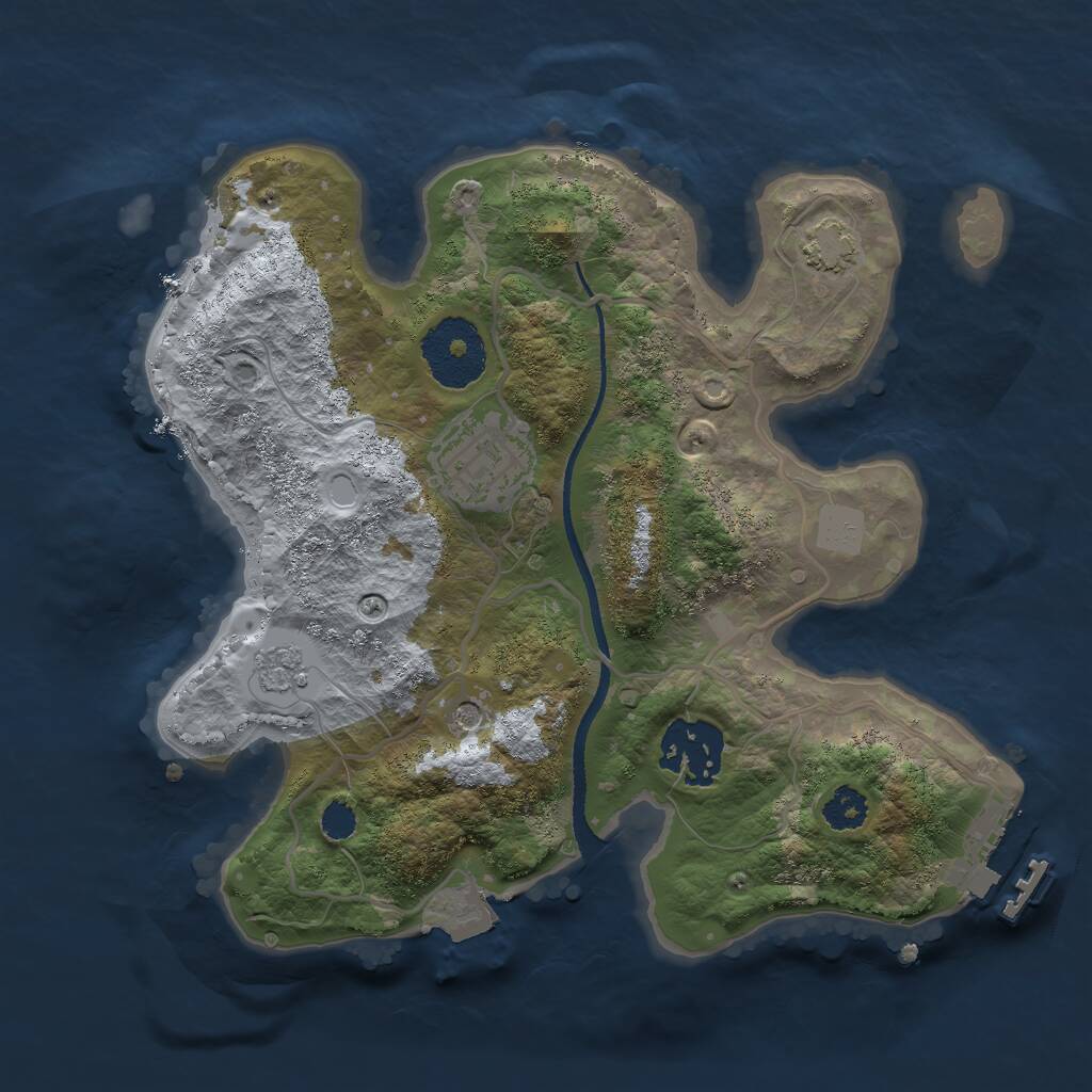 Rust Map: Procedural Map, Size: 2500, Seed: 672196578, 7 Monuments