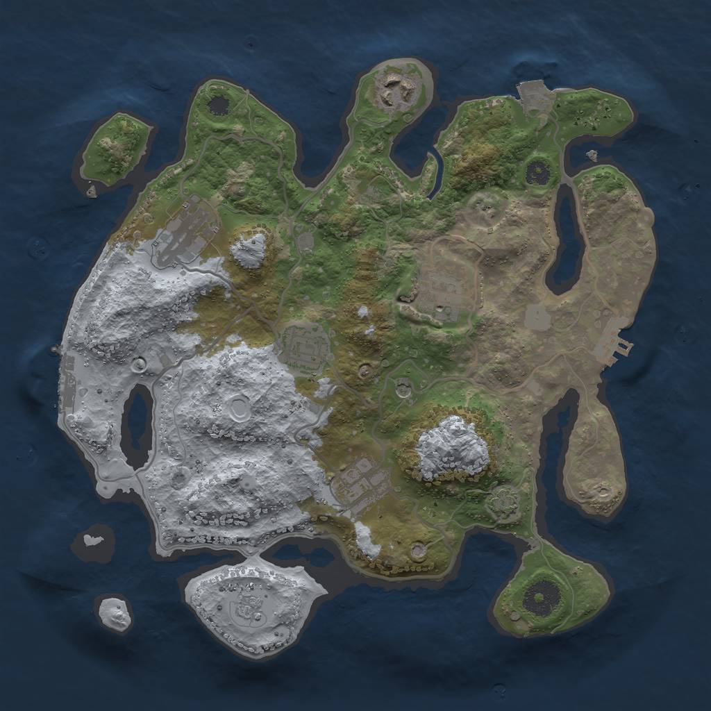 Rust Map: Procedural Map, Size: 3000, Seed: 3594, 13 Monuments