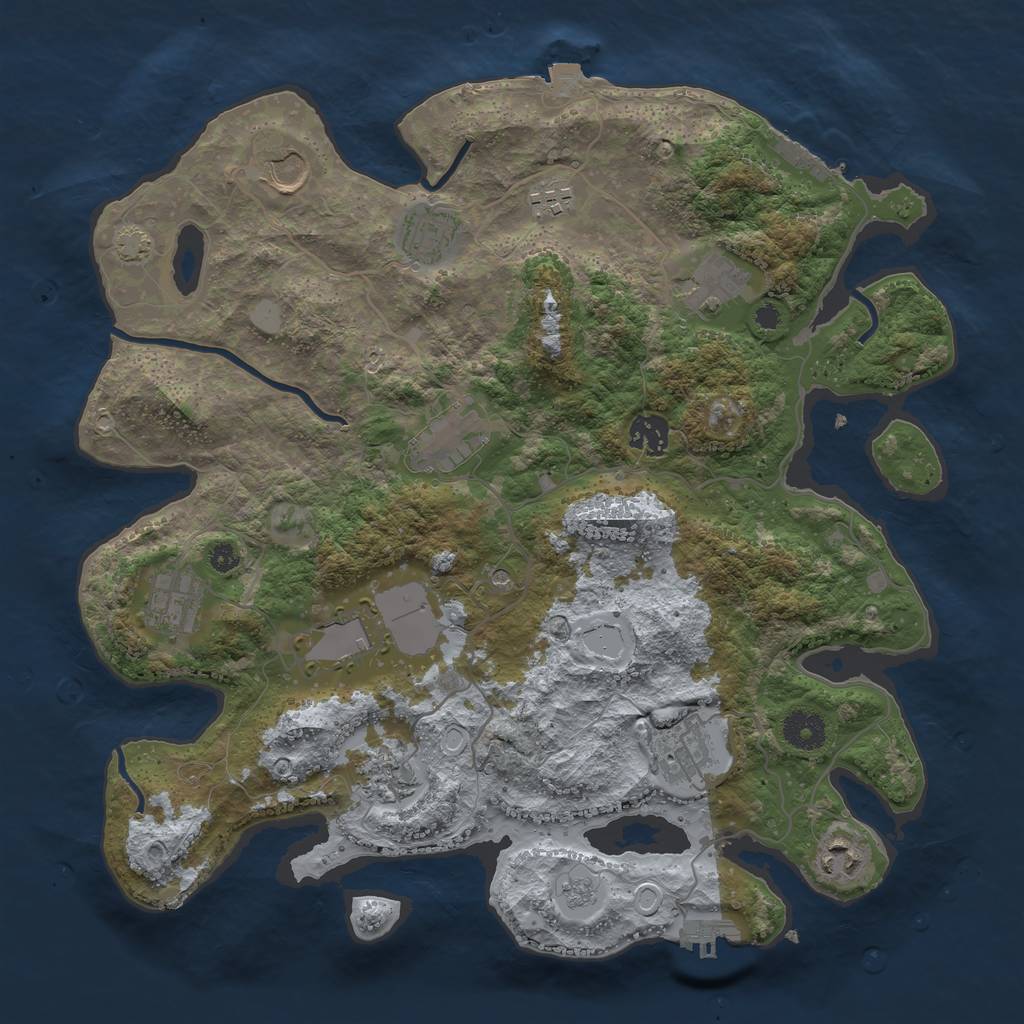 Rust Map: Procedural Map, Size: 3700, Seed: 1183338183, 19 Monuments