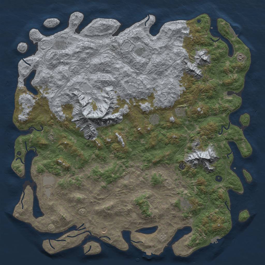 Rust Map: Procedural Map, Size: 6000, Seed: 22222222, 19 Monuments