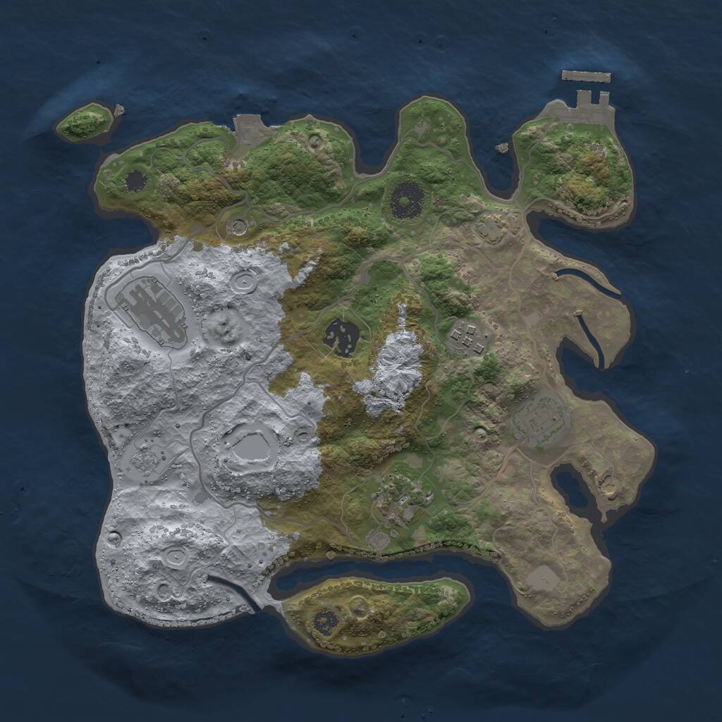 Rust Map: Procedural Map, Size: 3000, Seed: 1871479360, 10 Monuments