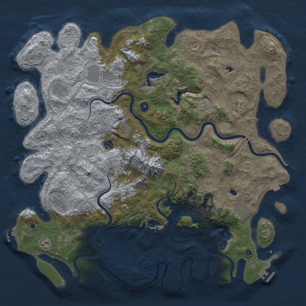 Rust Map: Procedural Map, Size: 5000, Seed: 20240104, 17 Monuments