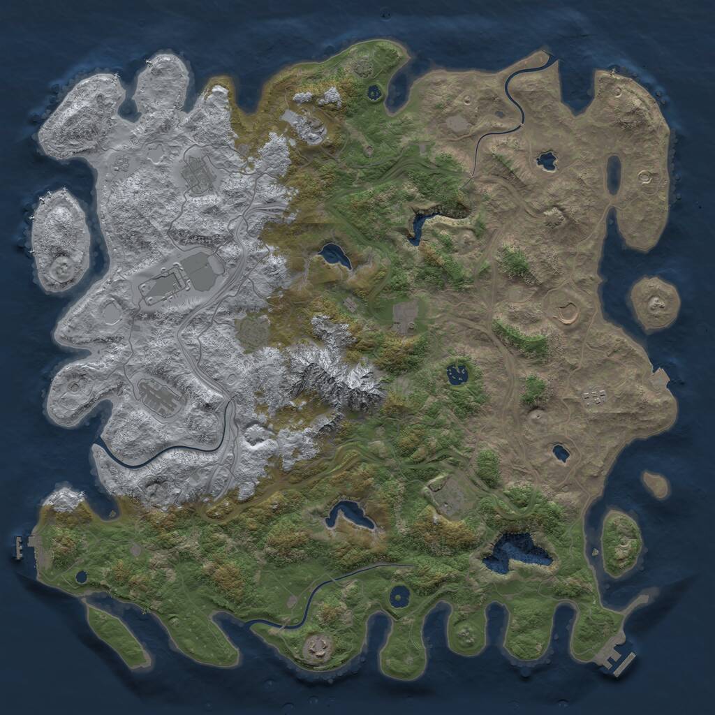 Rust Map: Procedural Map, Size: 5000, Seed: 20240104, 17 Monuments