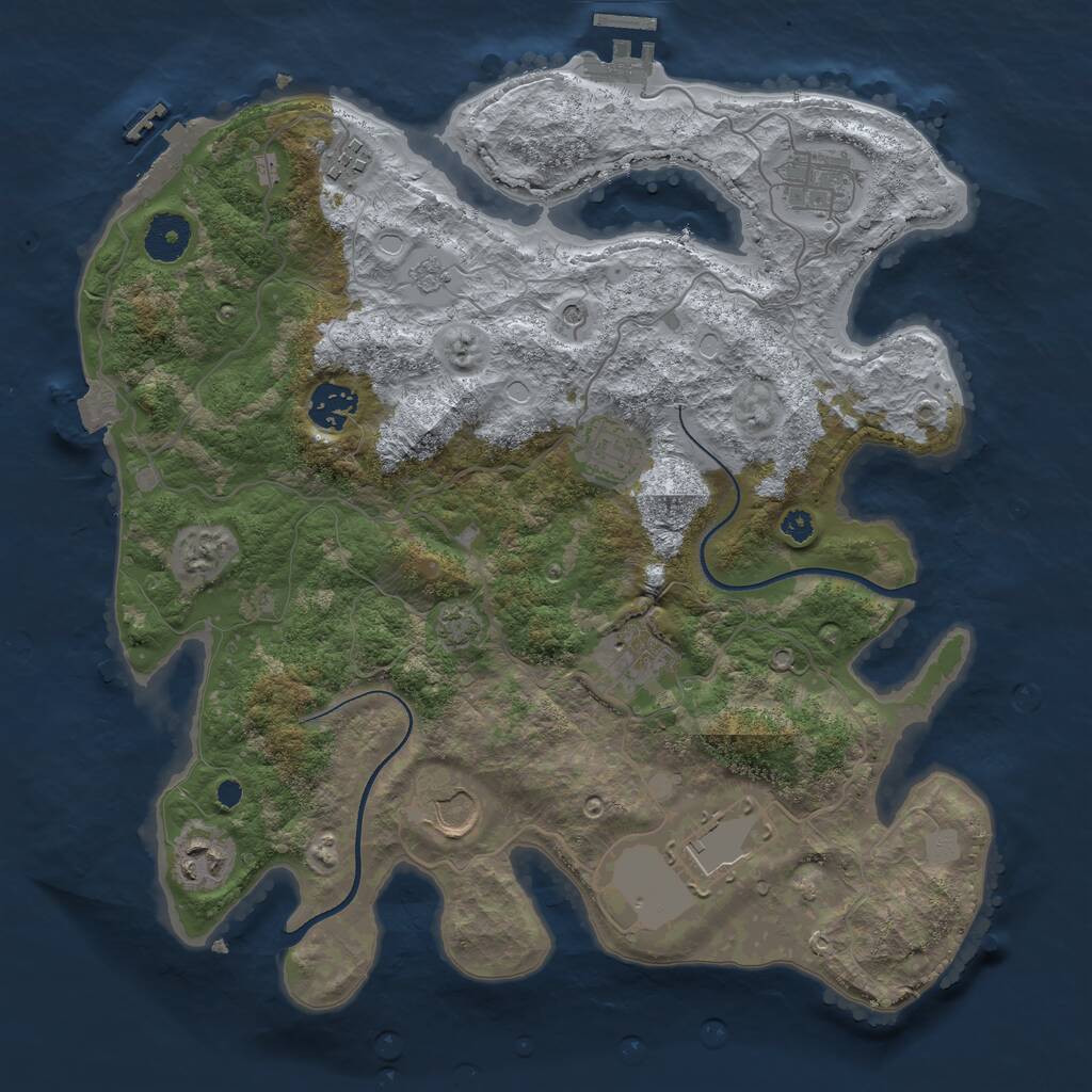 Rust Map: Procedural Map, Size: 3500, Seed: 1236710764, 14 Monuments