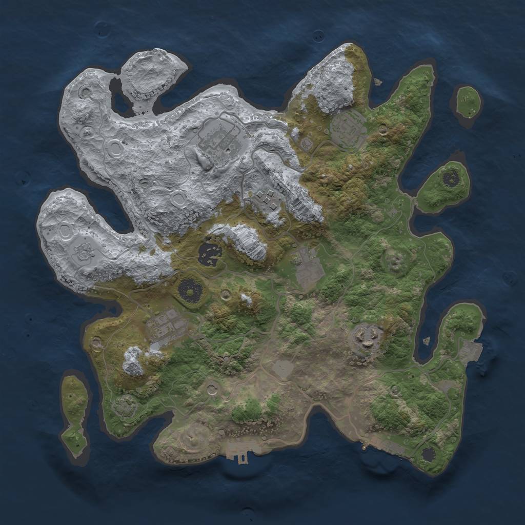 Rust Map: Procedural Map, Size: 3250, Seed: 1895230195, 15 Monuments