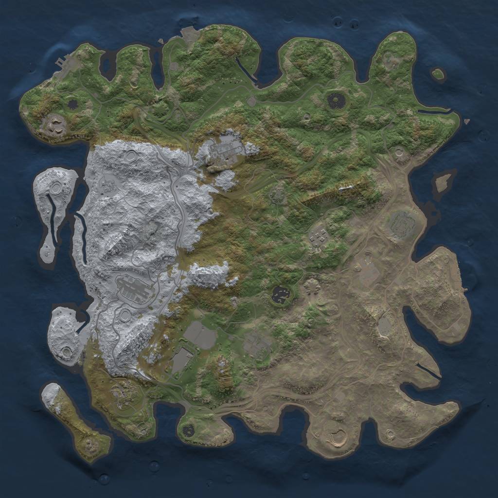 Rust Map: Procedural Map, Size: 4250, Seed: 1277727822, 19 Monuments