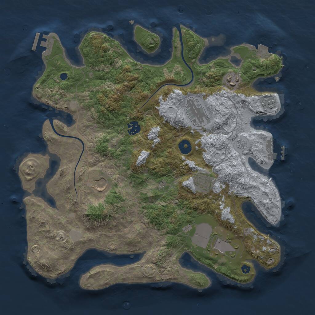 Rust Map: Procedural Map, Size: 3500, Seed: 353870601, 13 Monuments