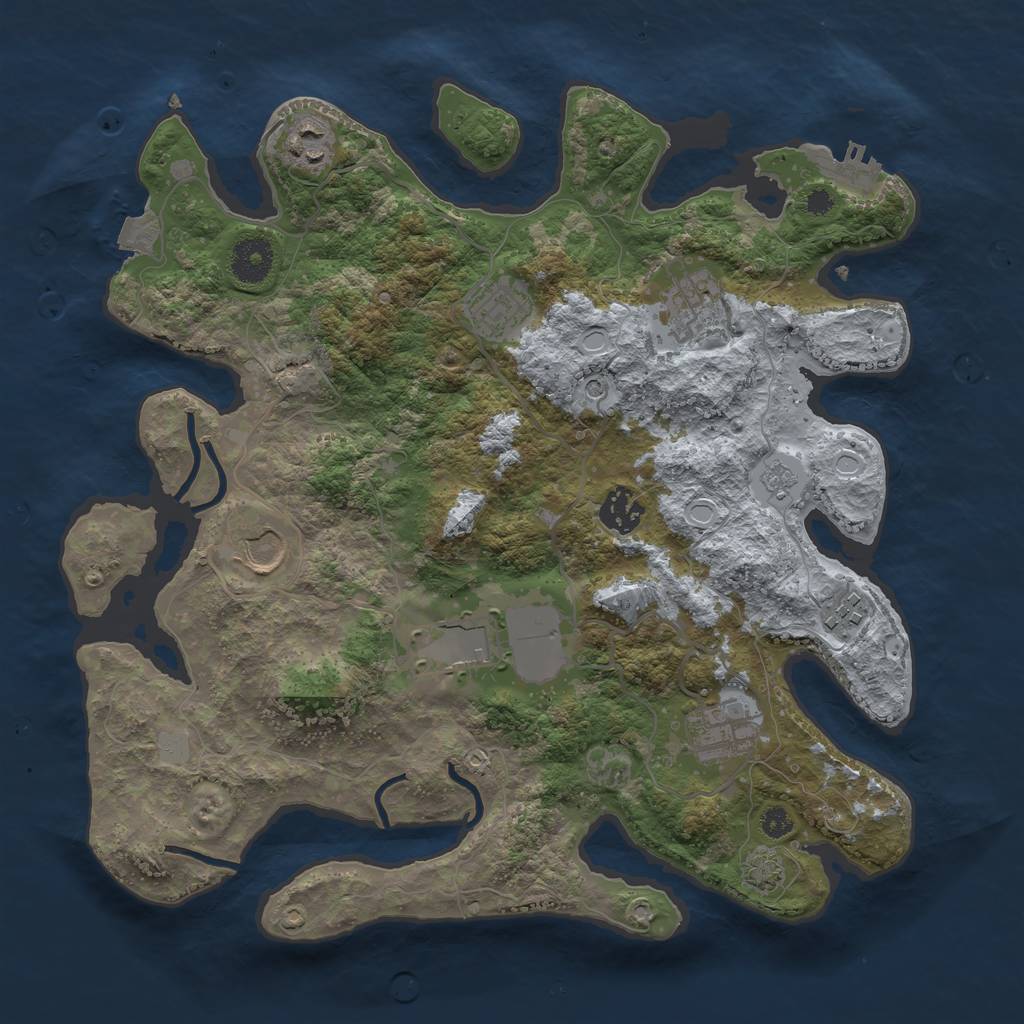 Rust Map: Procedural Map, Size: 3500, Seed: 353870601, 15 Monuments