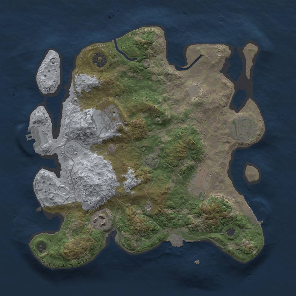 Rust Map: Procedural Map, Size: 3000, Seed: 21742, 12 Monuments