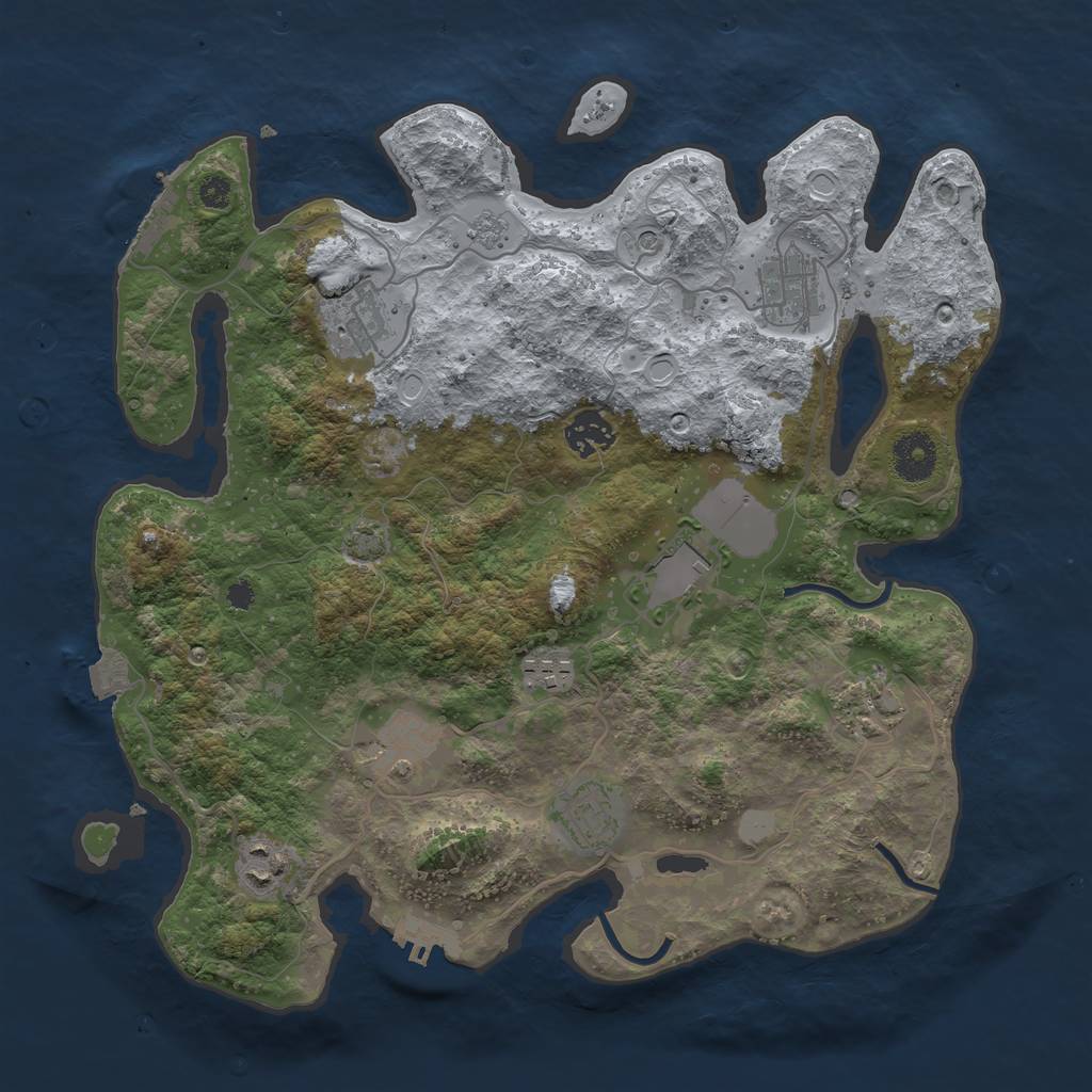 Rust Map: Procedural Map, Size: 3500, Seed: 689226736, 17 Monuments