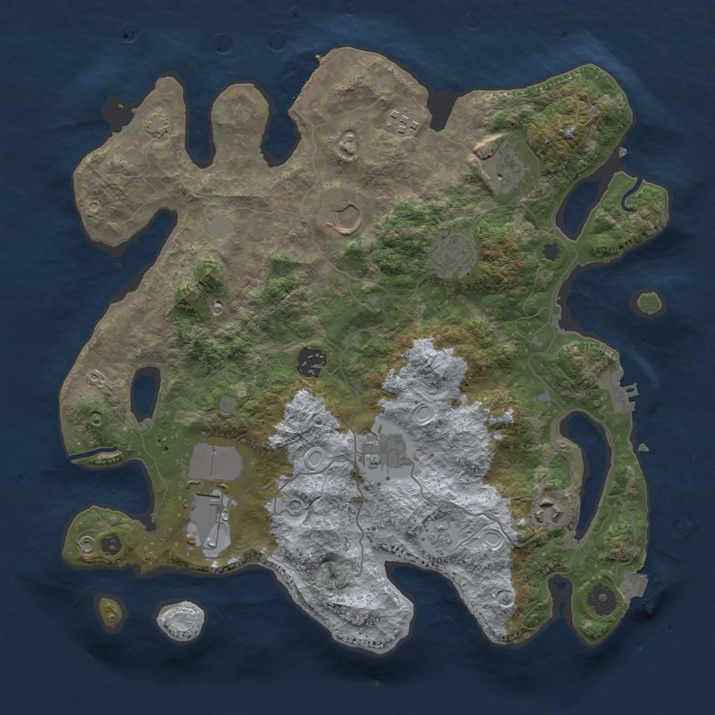 Rust Map: Procedural Map, Size: 3600, Seed: 30915332, 16 Monuments