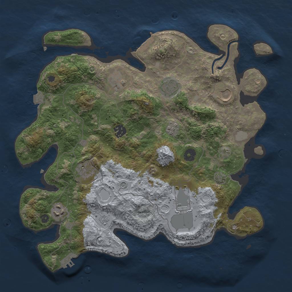Rust Map: Procedural Map, Size: 3500, Seed: 24171518, 16 Monuments