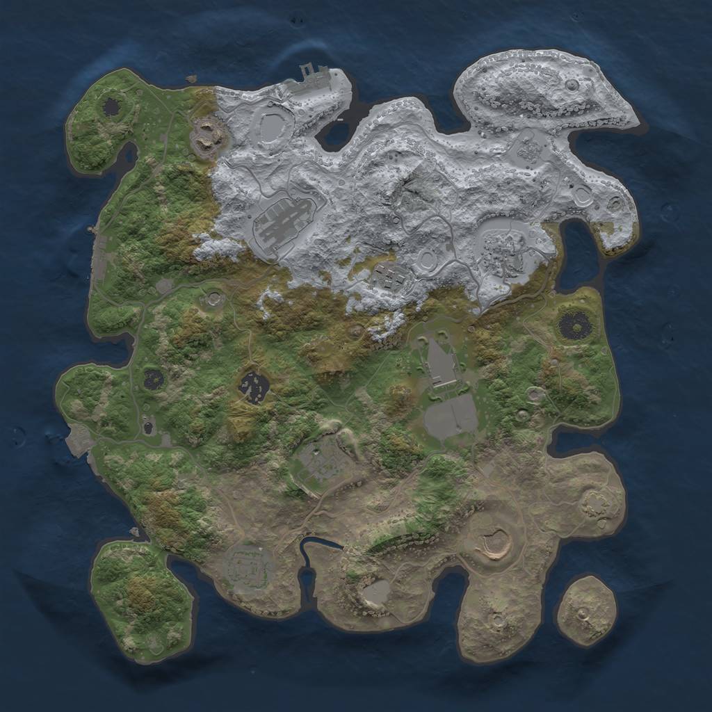Rust Map: Procedural Map, Size: 3500, Seed: 872697404, 17 Monuments