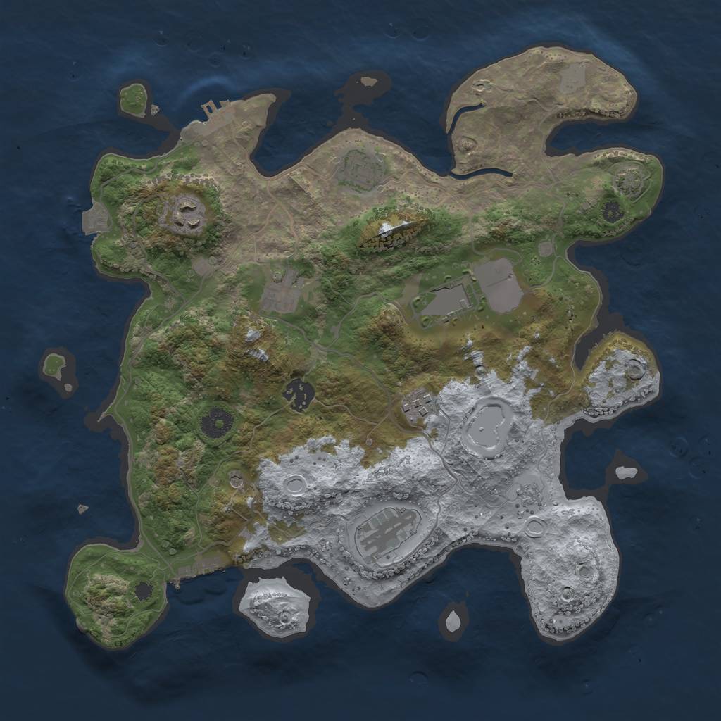 Rust Map: Procedural Map, Size: 3500, Seed: 398729295, 15 Monuments