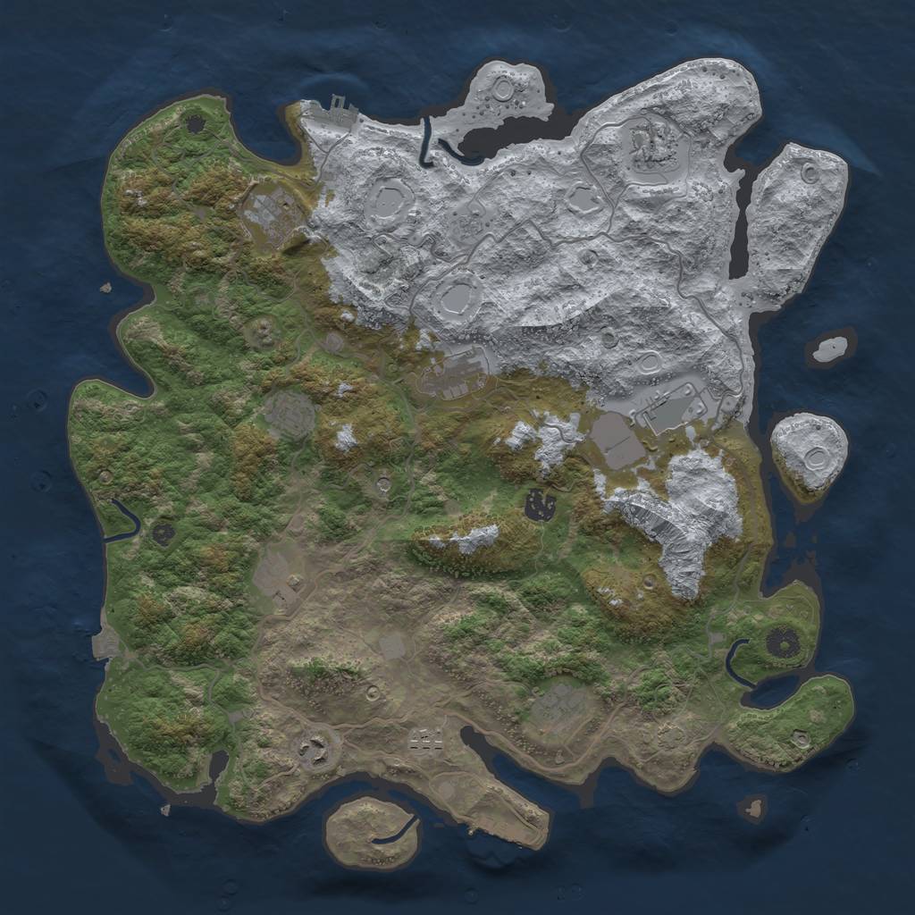 Rust Map: Procedural Map, Size: 4200, Seed: 3333, 18 Monuments
