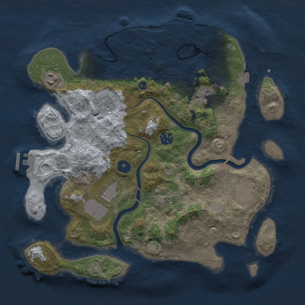 Rust Map: Procedural Map, Size: 3500, Seed: 1204284621, 14 Monuments