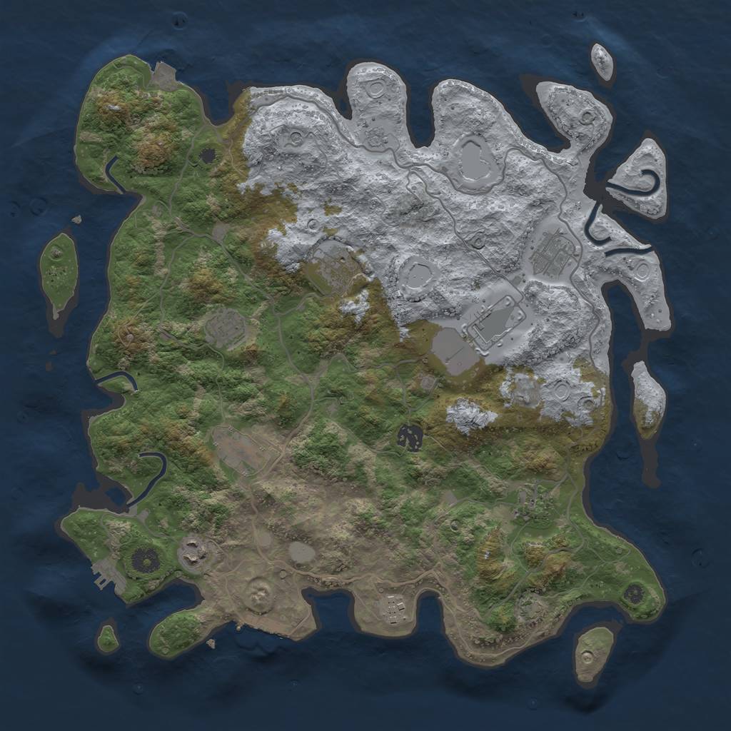 Rust Map: Procedural Map, Size: 4000, Seed: 1870884275, 17 Monuments