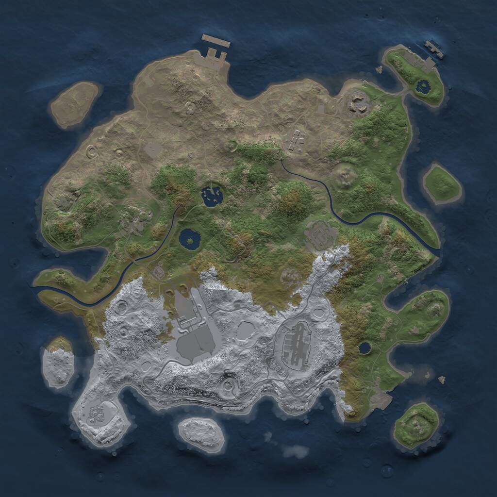 Rust Map: Procedural Map, Size: 3500, Seed: 640587246, 13 Monuments