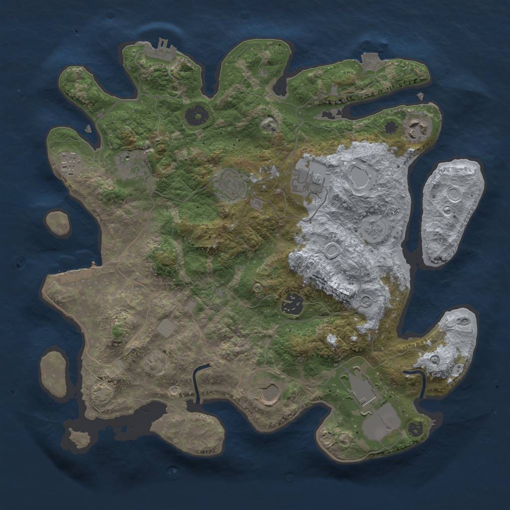 Rust Map: Procedural Map, Size: 3500, Seed: 1093662032, 16 Monuments