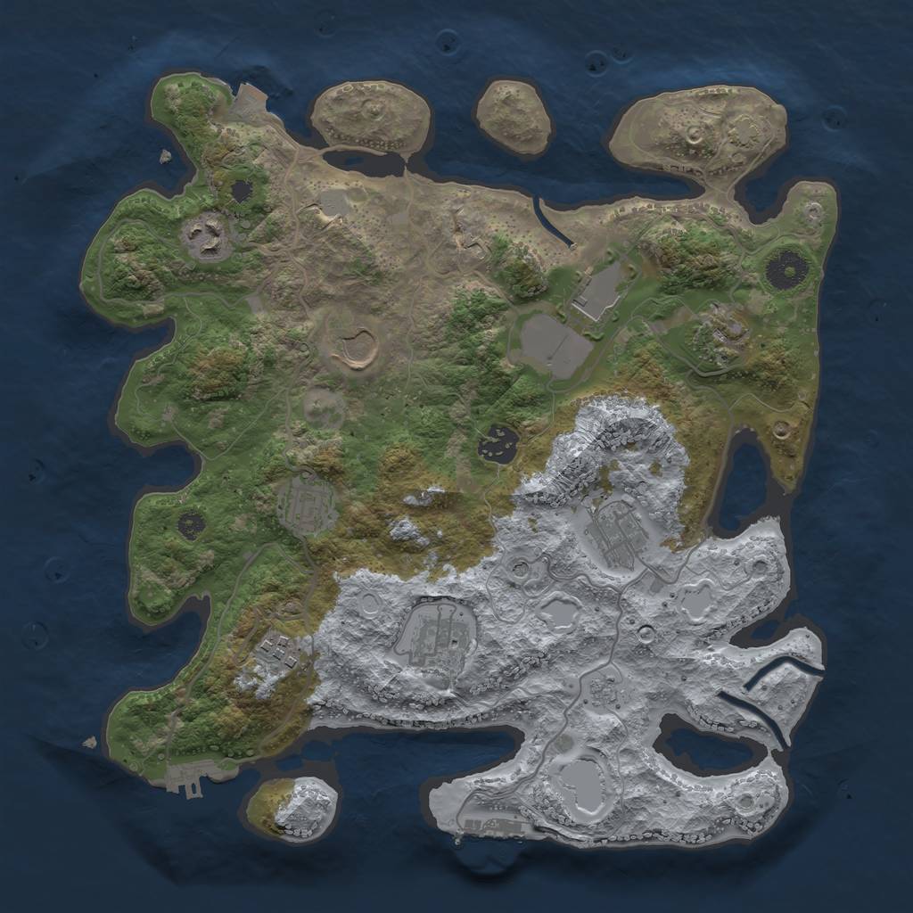 Rust Map: Procedural Map, Size: 3500, Seed: 349294925, 17 Monuments