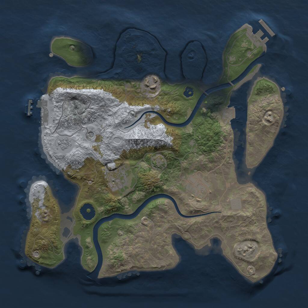 Rust Map: Procedural Map, Size: 3000, Seed: 11611, 9 Monuments